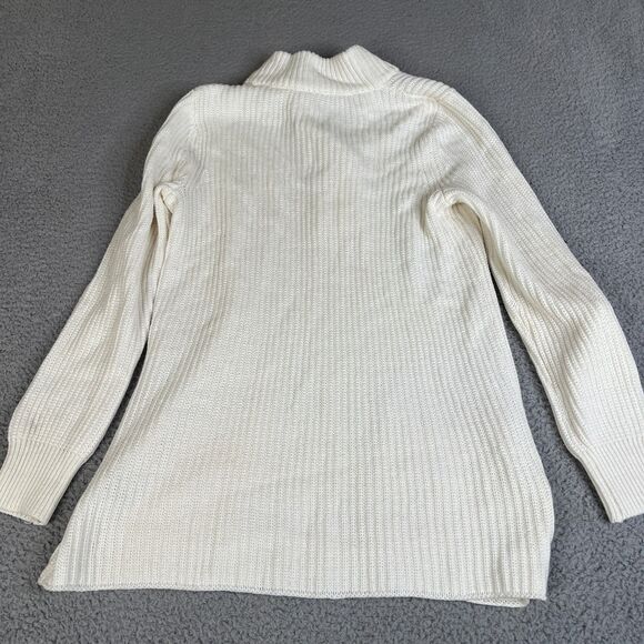 Soft Surroundings Sweater Women Medium Cream Ribbed Chunky Snap Long Sleeve - Picture 7 of 11